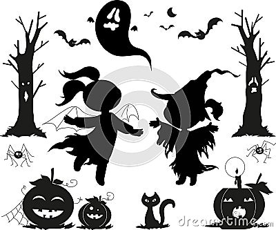 Halloween black vectors for kids Vector Illustration