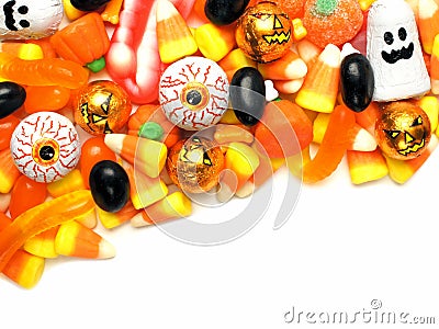 Halloween candy corner border Stock Photo