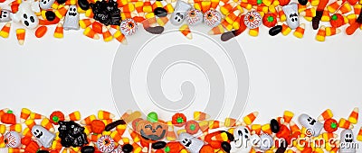 Halloween candy double border banner on a white background with copy space Stock Photo