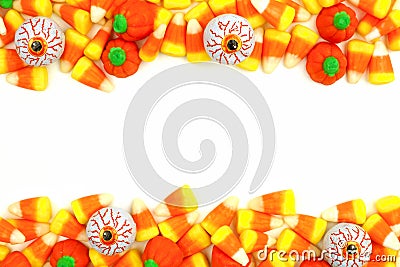 Halloween candy double border over white Stock Photo