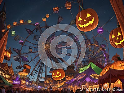 Halloween carnival with lively games Stock Photo