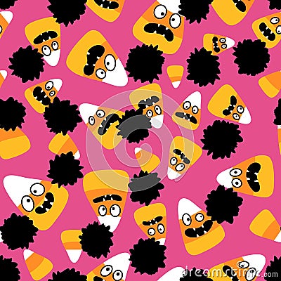 Halloween cartoon candy seamless sugar monster pattern for wrapping paper and fabrics and kids clothes print Cartoon Illustration
