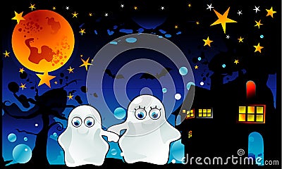 Halloween cartoon ghost vector Vector Illustration