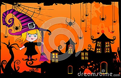 Halloween cartoon witch vector Vector Illustration