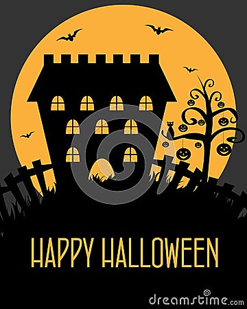 Halloween castle card Vector Illustration