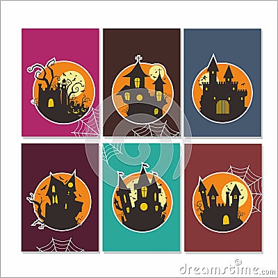 Halloween Castle home Vector Illustration