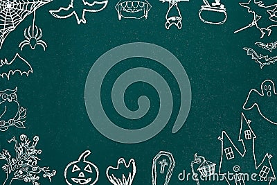 Halloween chalkboard background. Halloween symbols Stock Photo