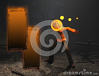 Halloween character pumpkin man Stock Photo