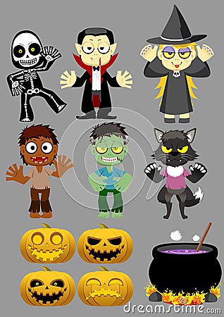 Halloween Character set 1 Vector Illustration