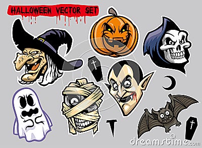Halloween character set Vector Illustration