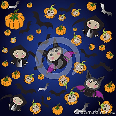 Halloween characters Tanoshi Doll Vector Illustration