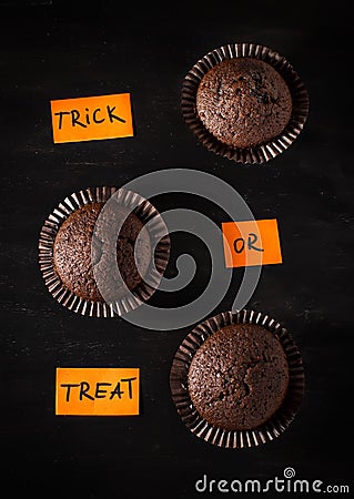 Halloween chocolate cupcake Stock Photo