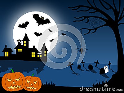 Halloween City Scene [1] Stock Photo