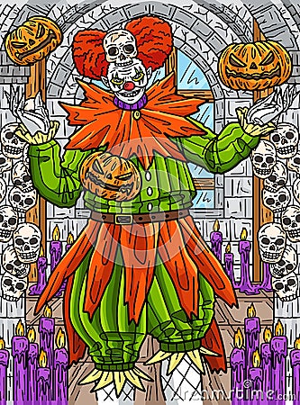 Halloween Clown Colored Cartoon Illustration Vector Illustration