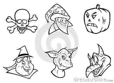 HALLOWEEN COLLECTION outline Vector Illustration