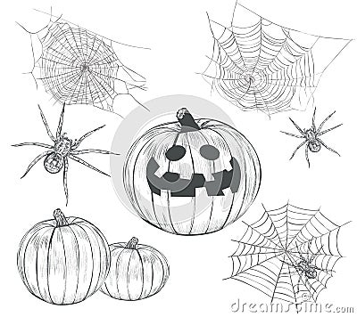 Halloween collection of vector drawings. Vector Illustration