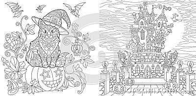 Halloween coloring pages Vector Illustration