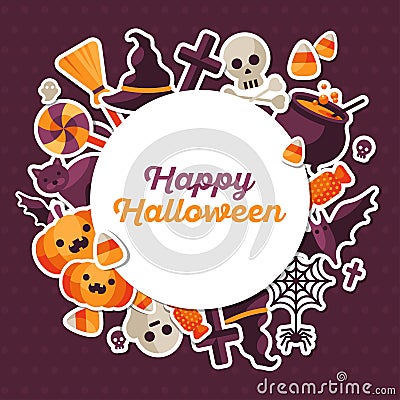 Halloween Concept Banner with Circle Frame Vector Illustration