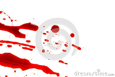 Halloween concept : Blood splatter on white background . Stock Photo