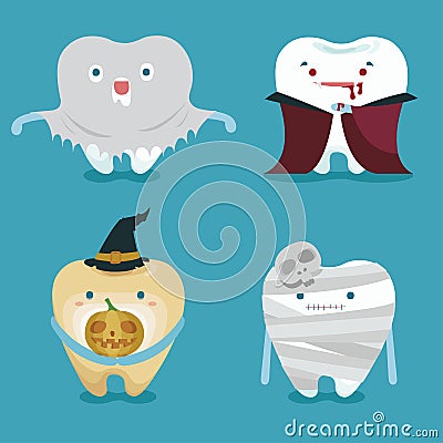 Halloween concept of teeth set Vector Illustration