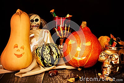 Jack-o-lanterns and boo-boo. Stock Photo