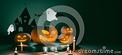 Halloween concepts Jack O lantern backgrounds, 3d rendering Stock Photo