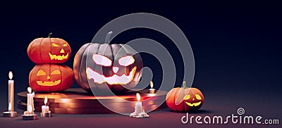 Halloween concepts Jack O lantern backgrounds, 3d rendering Stock Photo