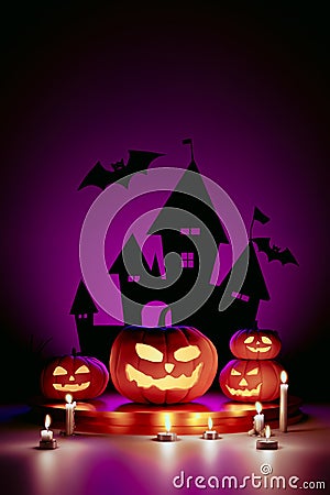 Halloween concepts Pumpkin backgrounds, 3d rendering Stock Photo