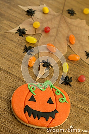 Halloween cookie and candies Stock Photo