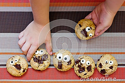 Halloween cookie, chocolate american cookies Stock Photo