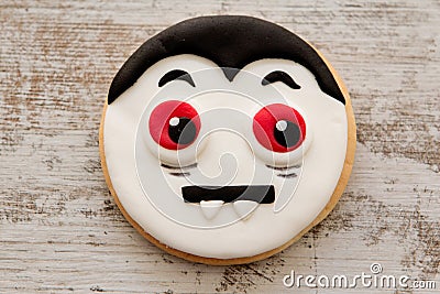 Halloween cookie with shape Dracula face Stock Photo