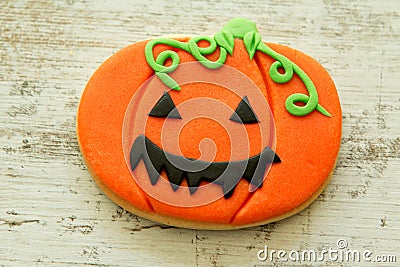 Halloween cookie shaped pumpkin Stock Photo