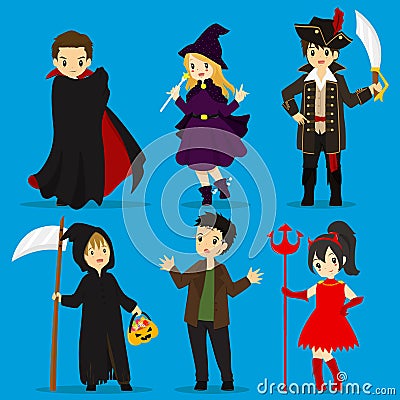 Halloween Costumes Vector Set Vector Illustration