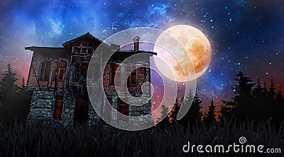 Halloween creepy old house Stock Photo