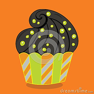 halloween cupcakes frosting black 06 Vector Illustration