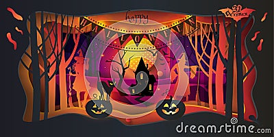 Happy Halloween trick or treat 31 october Party wallpaper Vector Illustration