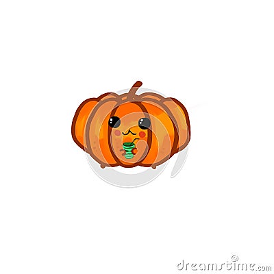 Halloween cute funny pumpkin Cartoon Illustration