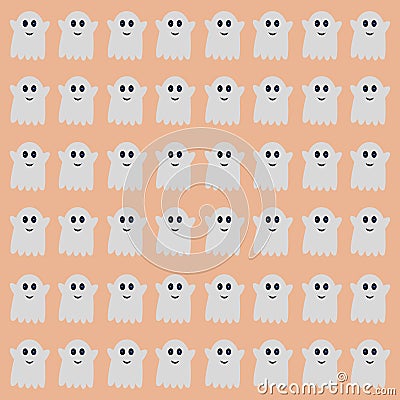Halloween Cute Ghosts Pattern Texture Background Vector Illustration