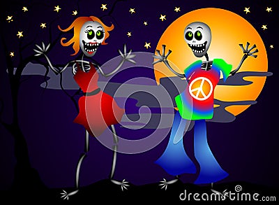 Halloween Dancing Skeletons Stock Photo