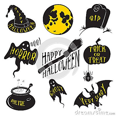 Halloween day collections design elements. Vector Illustration
