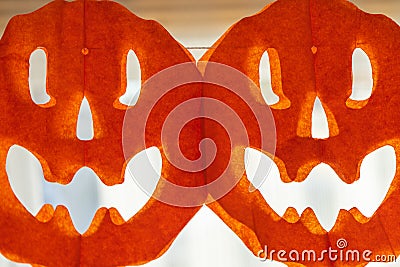 Halloween Decoration. Banners Pack Trick or Treat.Paper Chain Garland Stock Photo