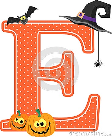 Halloween decoration capital letter e Vector Illustration