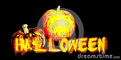 Halloween font & pumkin montage Stock Photo