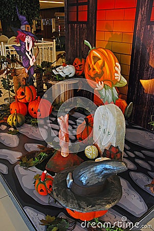 Halloween Decoration in Shopping Center Stock Photo