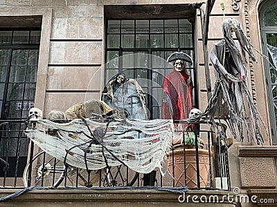 Halloween decorations, Manhattan, NYC, USA. Editorial Stock Photo