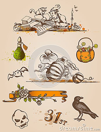 Halloween design elements Vector Illustration