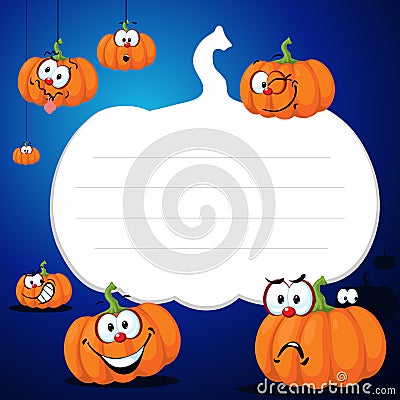 Halloween design pumpkin funny vector illustration blue Vector Illustration