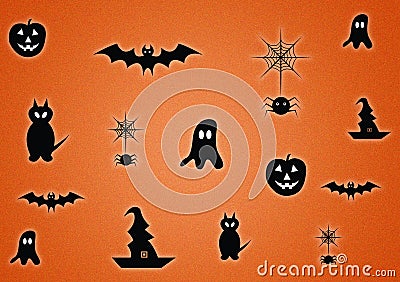 Halloween digitally illustrated orange background Stock Photo