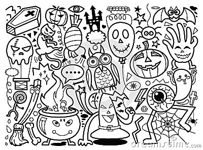 Halloween hand drawn doodle vector Vector Illustration