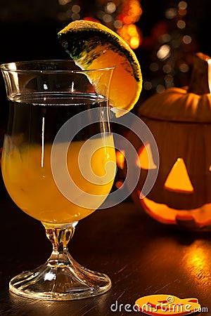 Halloween drinks - Rotten Pumpkin Cocktail Stock Photo